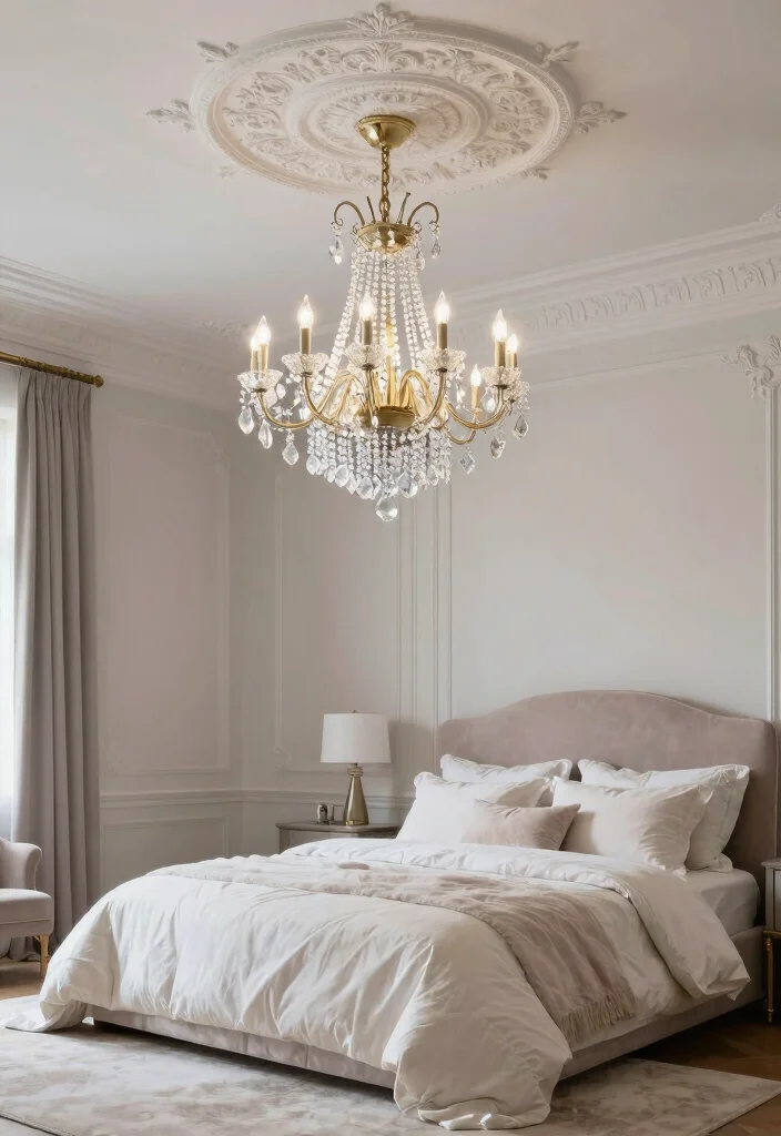15 Bedroom Pop Ceiling Design Ideas With Elegant Details - 10. Elegant Chandelier Accent 1