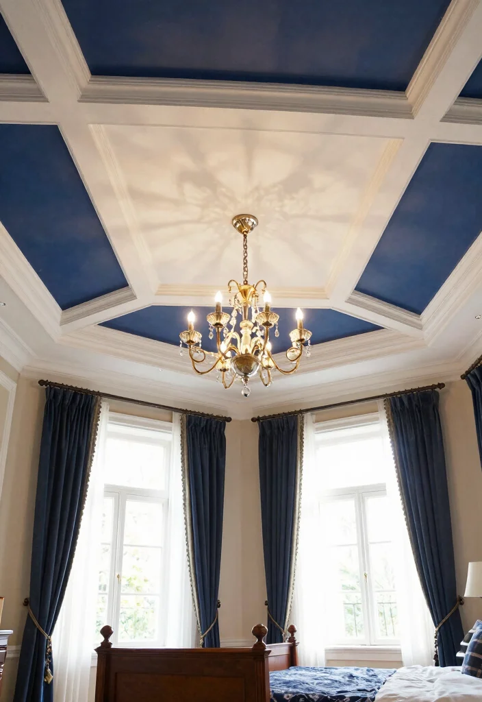 15 Bedroom Pop Ceiling Design Ideas With Elegant Details - 2. Coffered Ceiling Charm 1