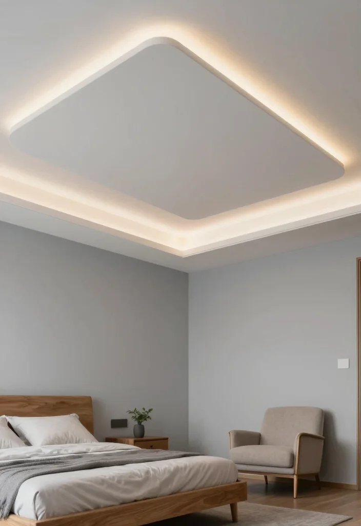 15 Bedroom Pop Ceiling Design Ideas With Elegant Details - 3. Floating Ceiling Illusion 1