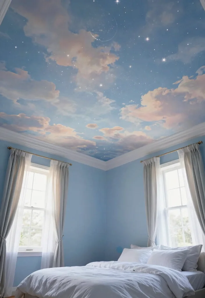 15 Bedroom Pop Ceiling Design Ideas With Elegant Details - 8. Artistic Murals 1