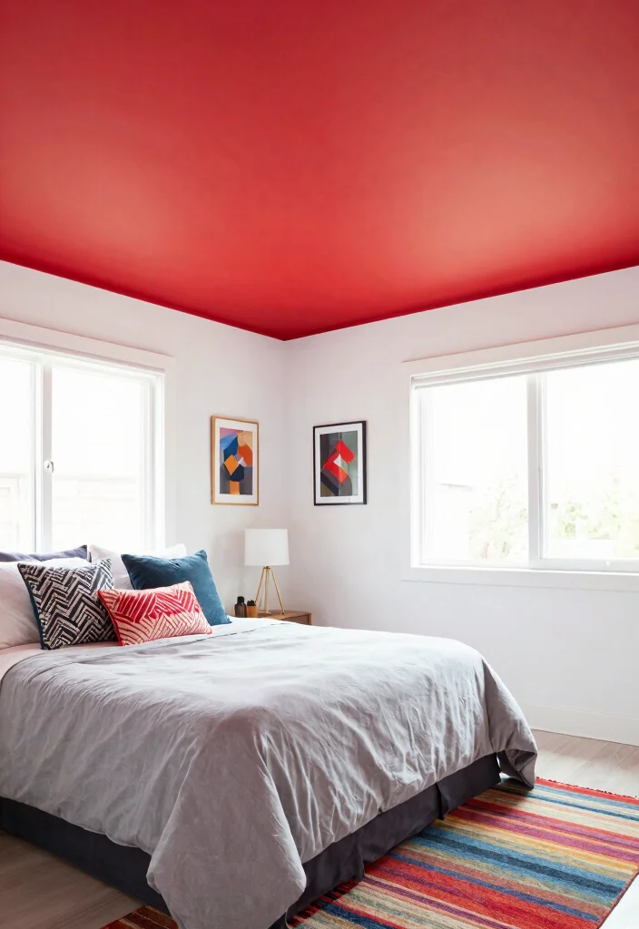 15 Bedroom Pop Ceiling Design Ideas With Elegant Details - 9. Bold Color Splash 1