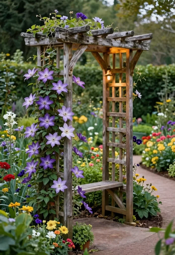 15 Clematis Trellis 2026 Trending Ideas With Blooming Beauty - 1. Rustic Wooden Trellis Charm 1