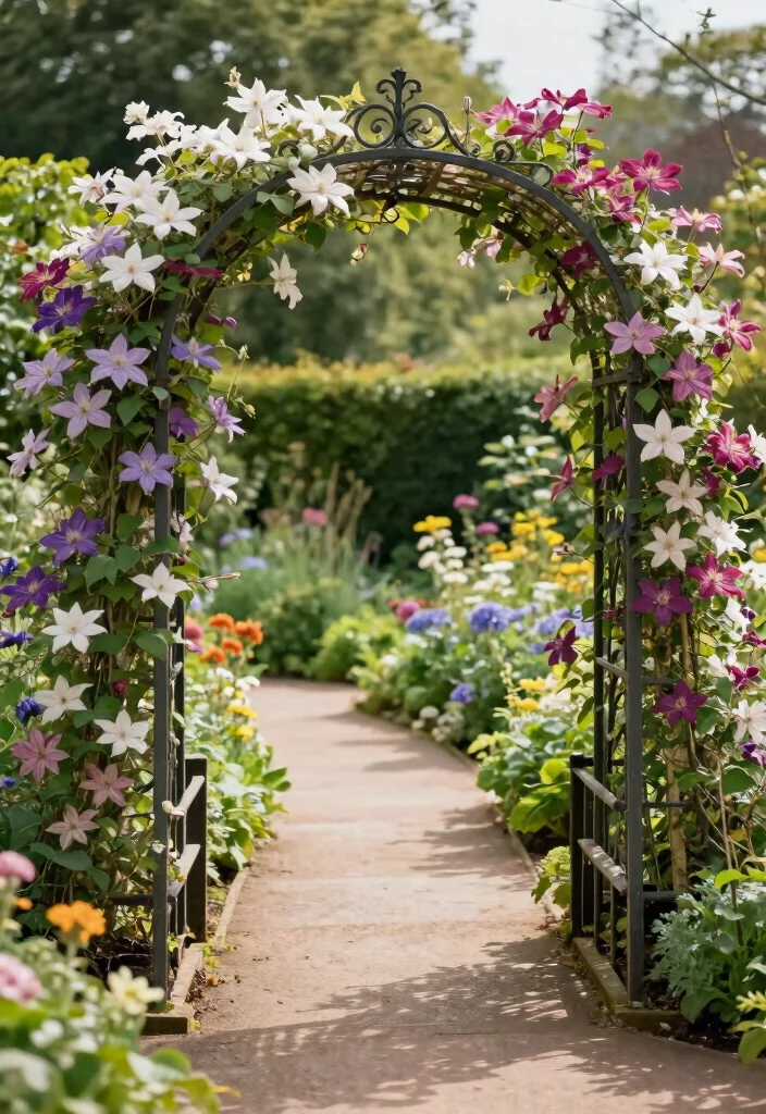 15 Clematis Trellis 2026 Trending Ideas With Blooming Beauty - 4. Arched Trellis for Classic Appeal 1