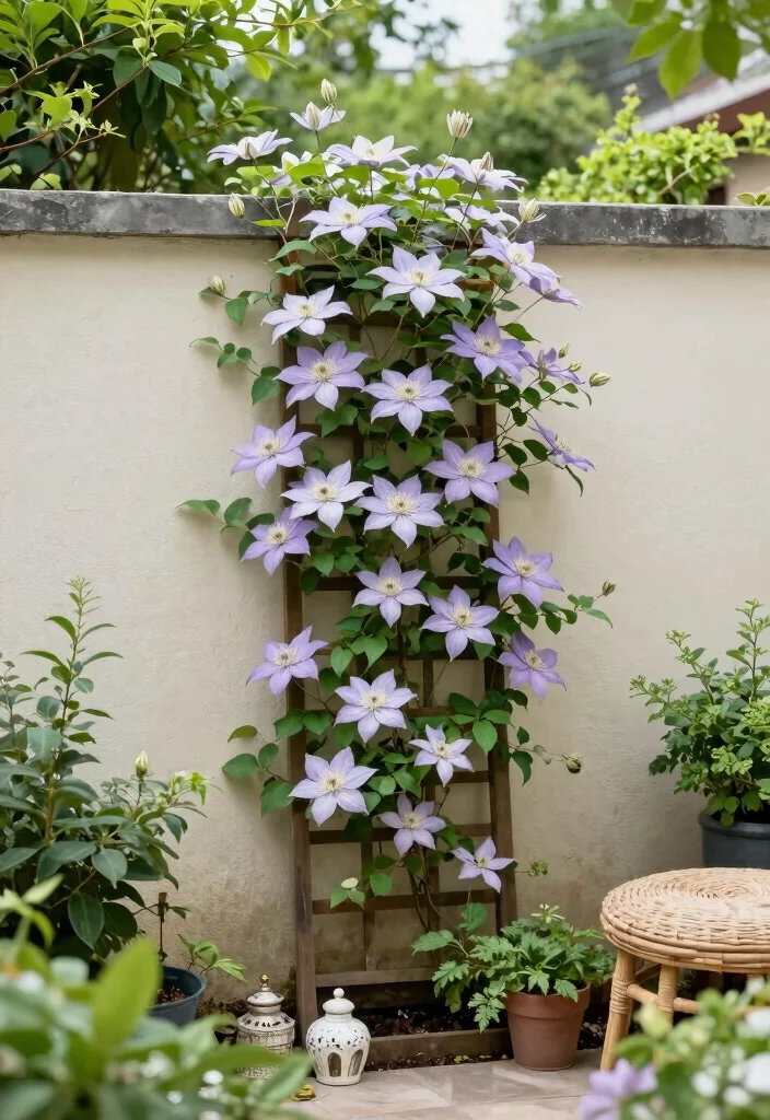 15 Clematis Trellis 2026 Trending Ideas With Blooming Beauty - 9. Trellis for Small Spaces 1