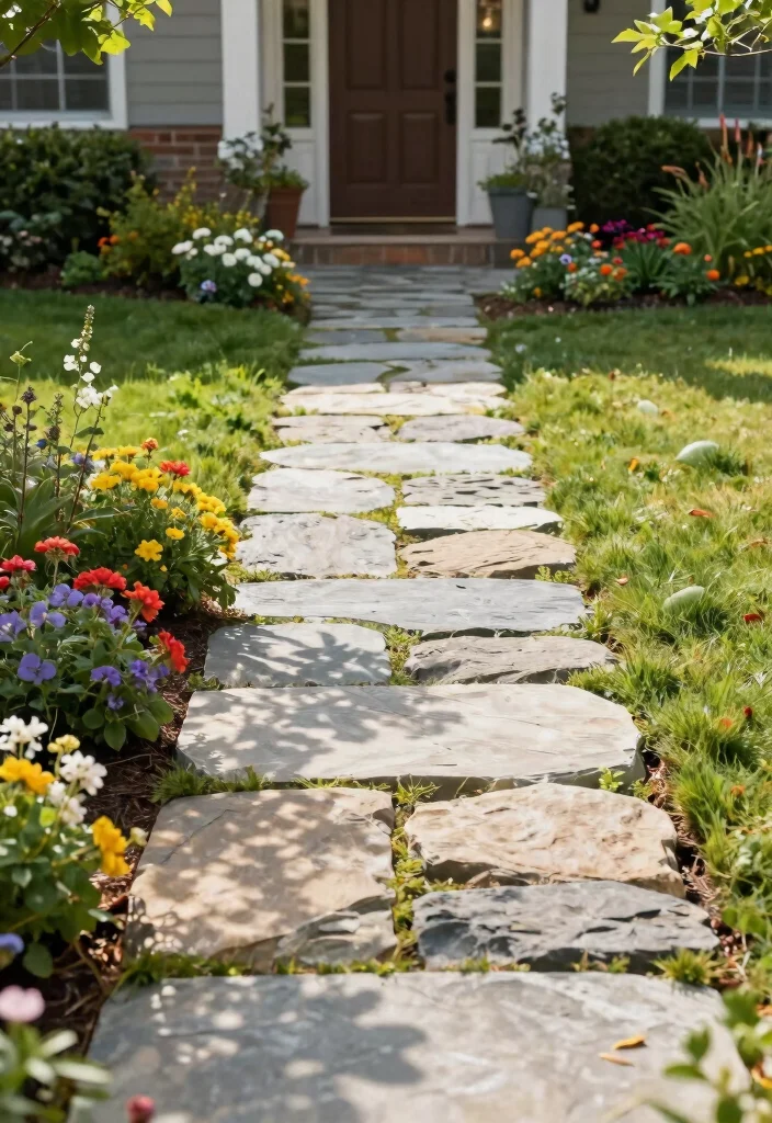 15 Deer Resistant Landscaping Front Yard Ideas That Last - 4. Create Pathways with Stone 1