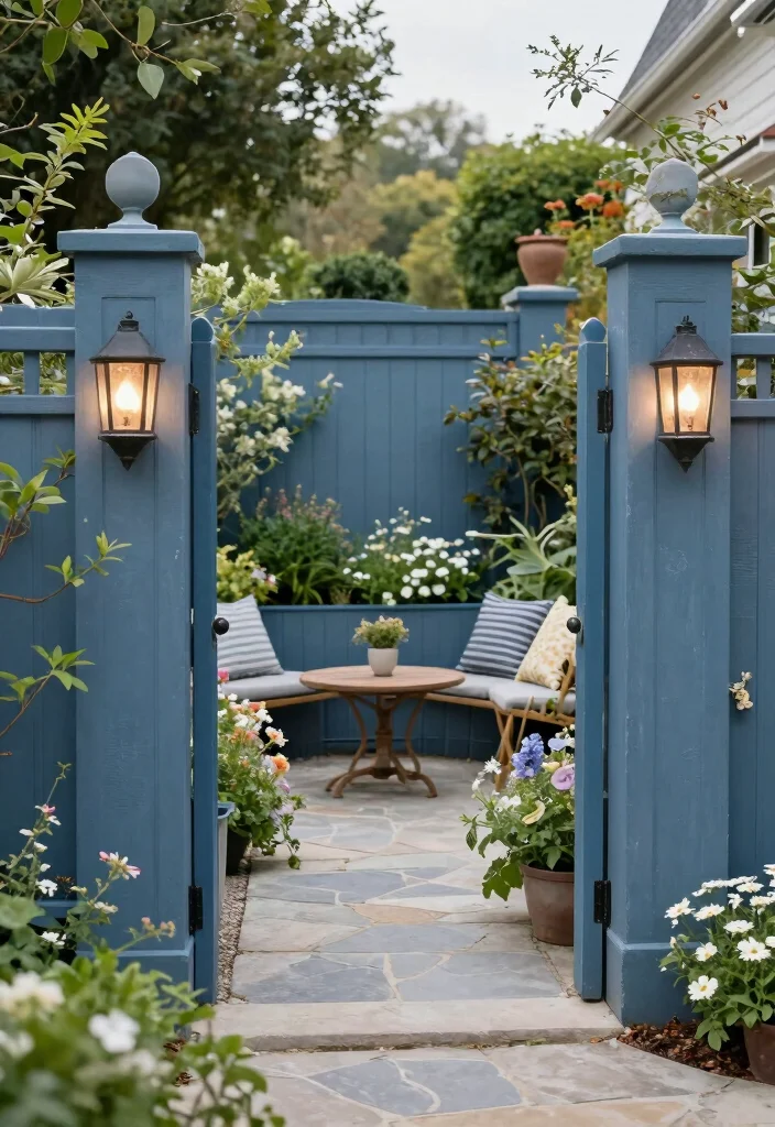 15 Fence Stain Colors Ideas That Boost Curb Appeal - 10. Elegant Slate Blue 1