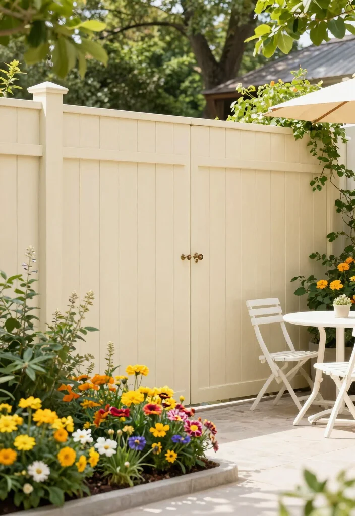15 Fence Stain Colors Ideas That Boost Curb Appeal - 12. Creamy Beige 1
