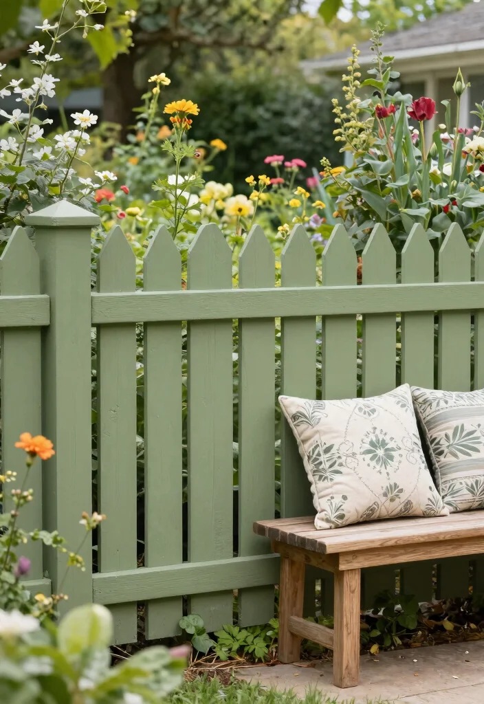 15 Fence Stain Colors Ideas That Boost Curb Appeal - 4. Soft Olive Green 1