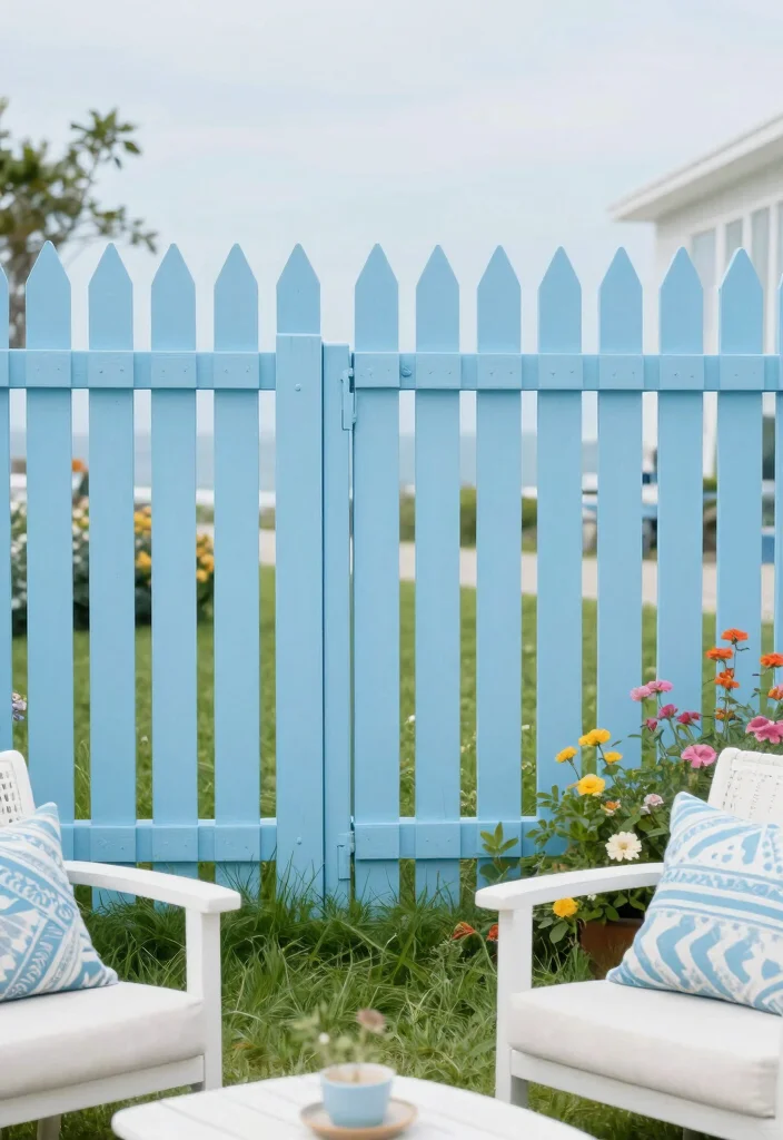 15 Fence Stain Colors Ideas That Boost Curb Appeal - 9. Soft Sky Blue 1