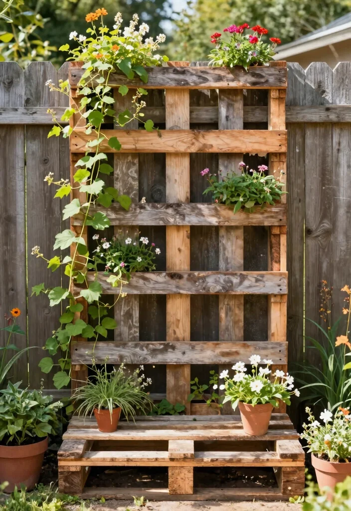 15 Fence Trellis Ideas With Vertical Garden Charm - 5. DIY Pallet Trellis 1