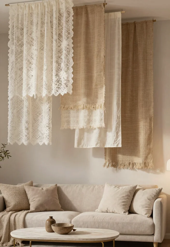 15 Hanging Fabric From Ceiling Ideas With Dreamy Vibes 10 15 Hanging Fabric From Ceiling Ideas With Dreamy Vibes - 10. Layered Textiles for Depth 1