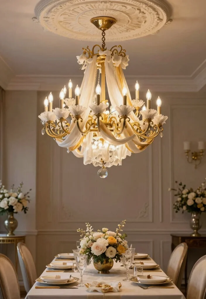 15 Hanging Fabric From Ceiling Ideas With Dreamy Vibes 15 15 Hanging Fabric From Ceiling Ideas With Dreamy Vibes - 15. Elegant Chandeliers with Fabric Accents 1