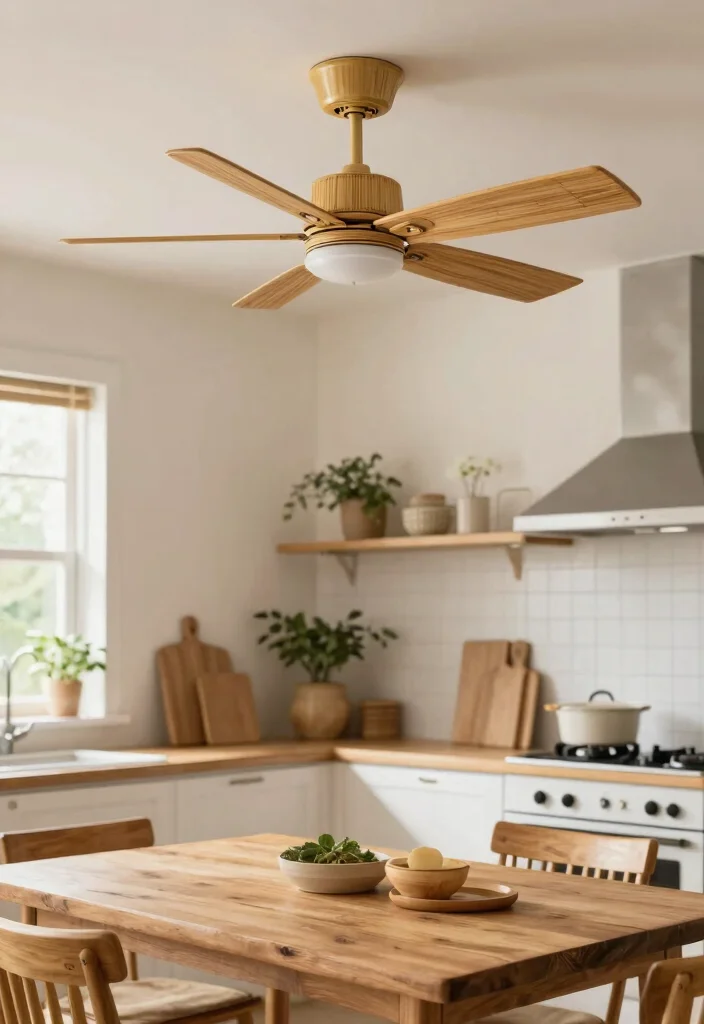 15 Kitchen Ceiling Fan Ideas That Blend Style & Function - 14. Eco-Friendly Bamboo Fan 1