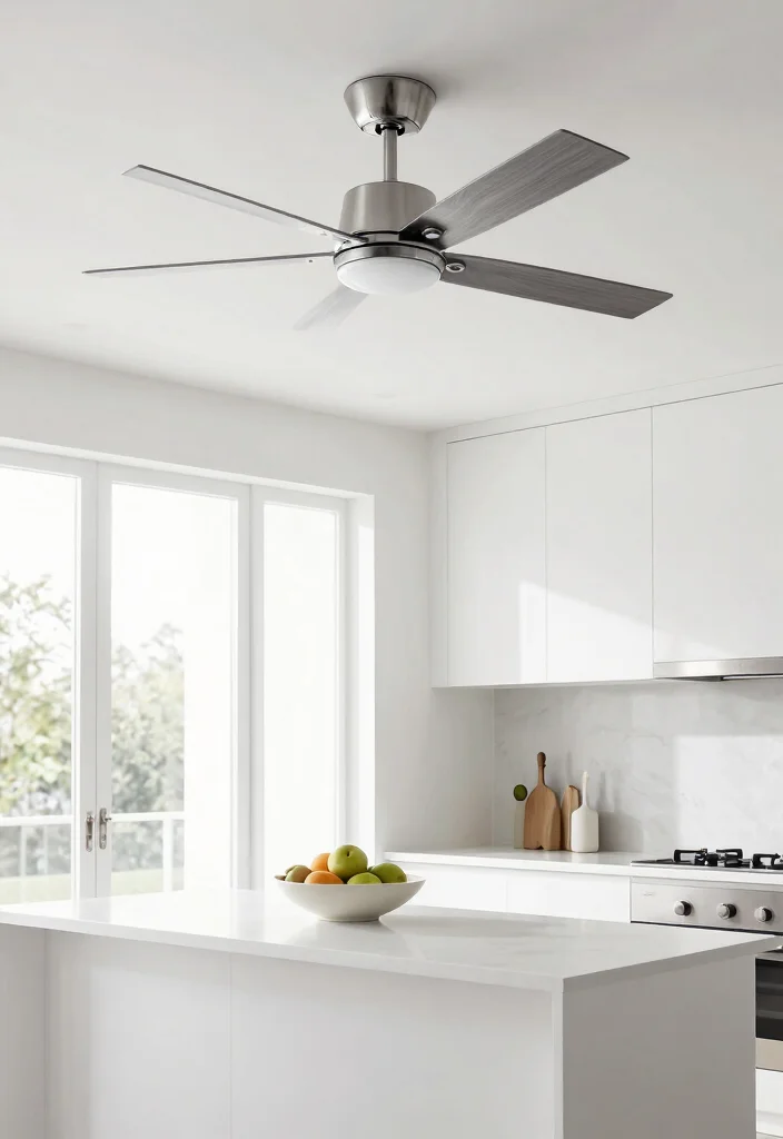 15 Kitchen Ceiling Fan Ideas That Blend Style & Function - 8. Minimalist Modern Vintage 1