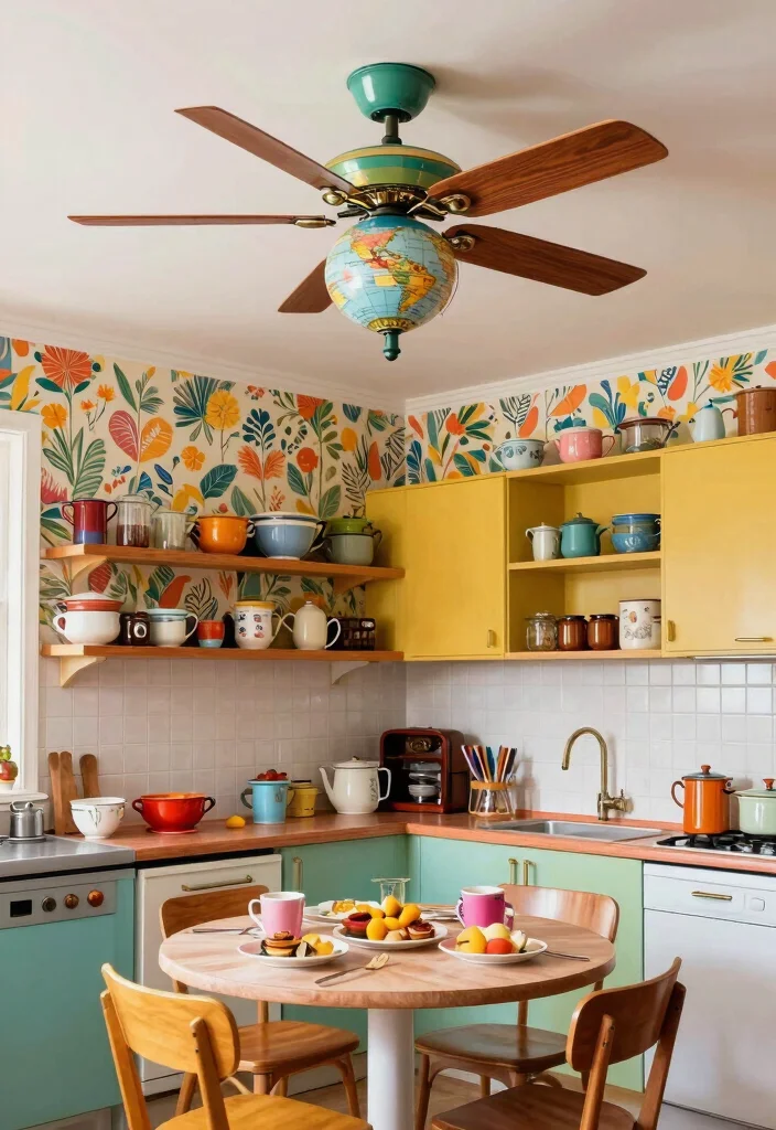 15 Kitchen Ceiling Fan Ideas That Blend Style & Function - 9. Retro Globe Design 1
