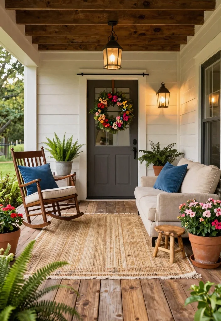 15 Modern Farmhouse Outside Ideas With Fresh Curb Appeal - 1. Front Porch Perfection 1