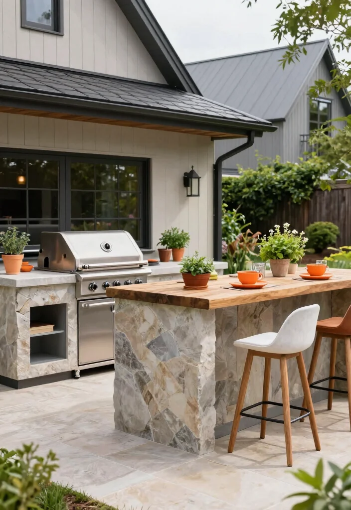 15 Modern Farmhouse Outside Ideas With Fresh Curb Appeal - 11. Outdoor Cooking Spaces 1