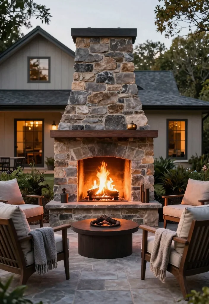 15 Modern Farmhouse Outside Ideas With Fresh Curb Appeal - 13. Cozy Fireplaces 1
