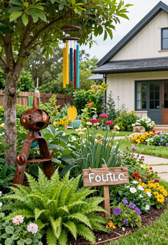 15 Modern Farmhouse Outside Ideas With Fresh Curb Appeal - 14. Unique Garden Art 1