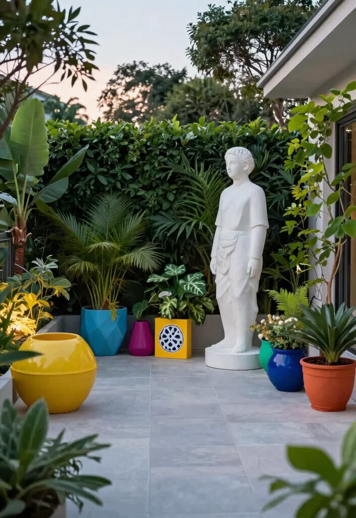 15 Modern Terrace Garden Design Ideas With Lush Greenery 9 15 Modern Terrace Garden Design Ideas With Lush Greenery - 9. Integrating Art and Decor 1