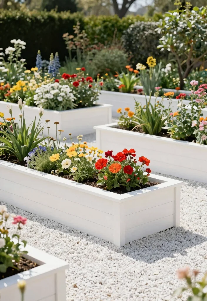 15 Painted Raised Garden Beds Ideas With Pop of Color - 11. Timeless White Elegance 1