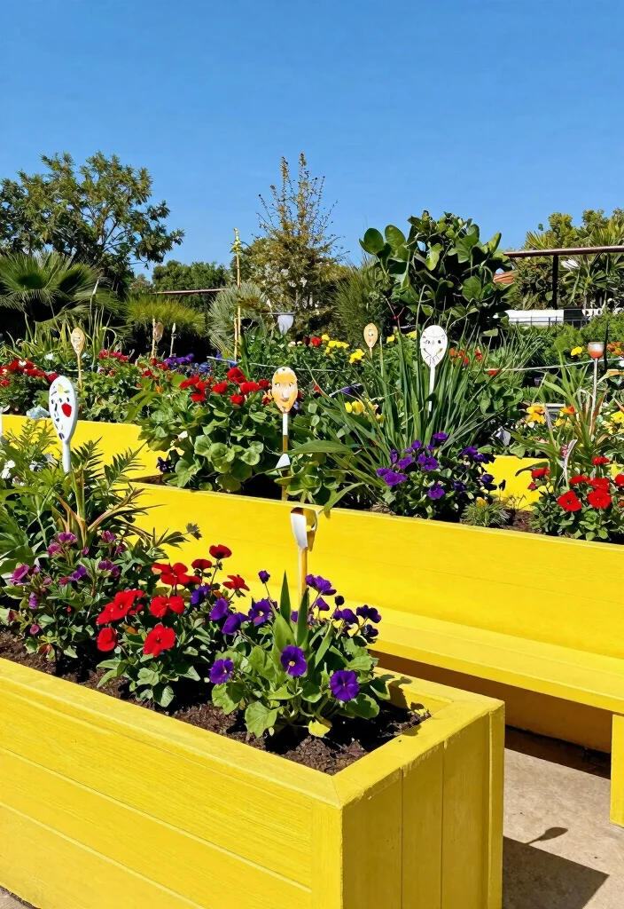 15 Painted Raised Garden Beds Ideas With Pop of Color - 2. Sunny Yellow Delight 1