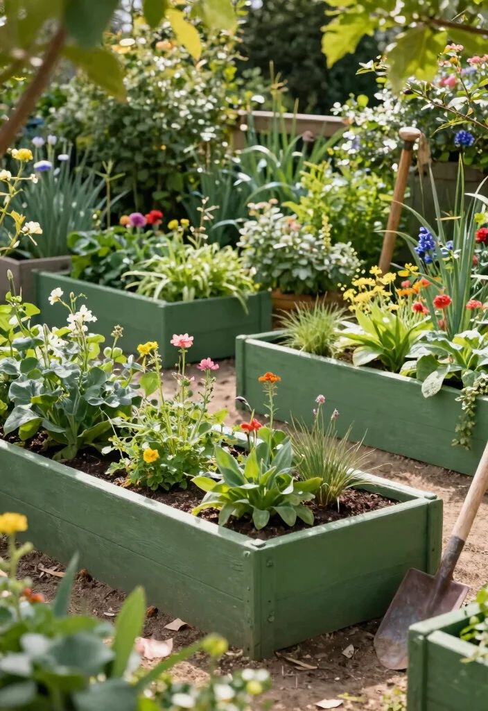 15 Painted Raised Garden Beds Ideas With Pop of Color - 5. Earthy Green Retreat 1