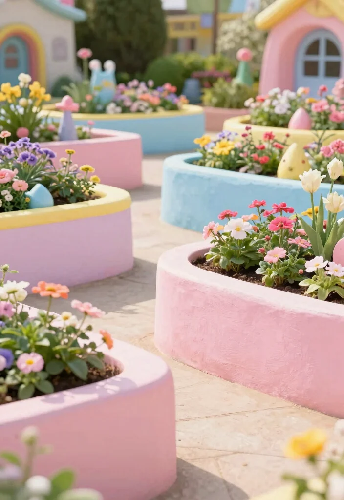 15 Painted Raised Garden Beds Ideas With Pop of Color - 6. Playful Pastel Palette 1