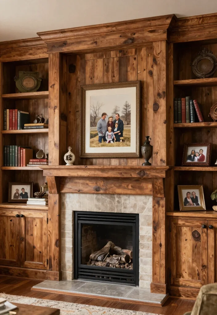 15 Rustic Fireplaces Farmhouse Style Ideas With Cozy Appeal - 11. Built-in Bookshelves 1