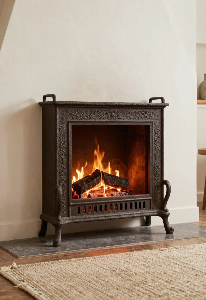 15 Rustic Fireplaces Farmhouse Style Ideas With Cozy Appeal - 3. Vintage-Inspired Cast Iron Grates 1