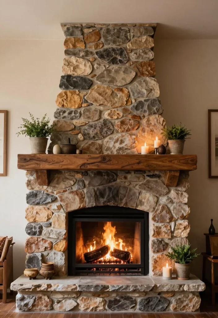 15 Rustic Fireplaces Farmhouse Style Ideas With Cozy Appeal - 4. Stone Surround Fireplaces 1