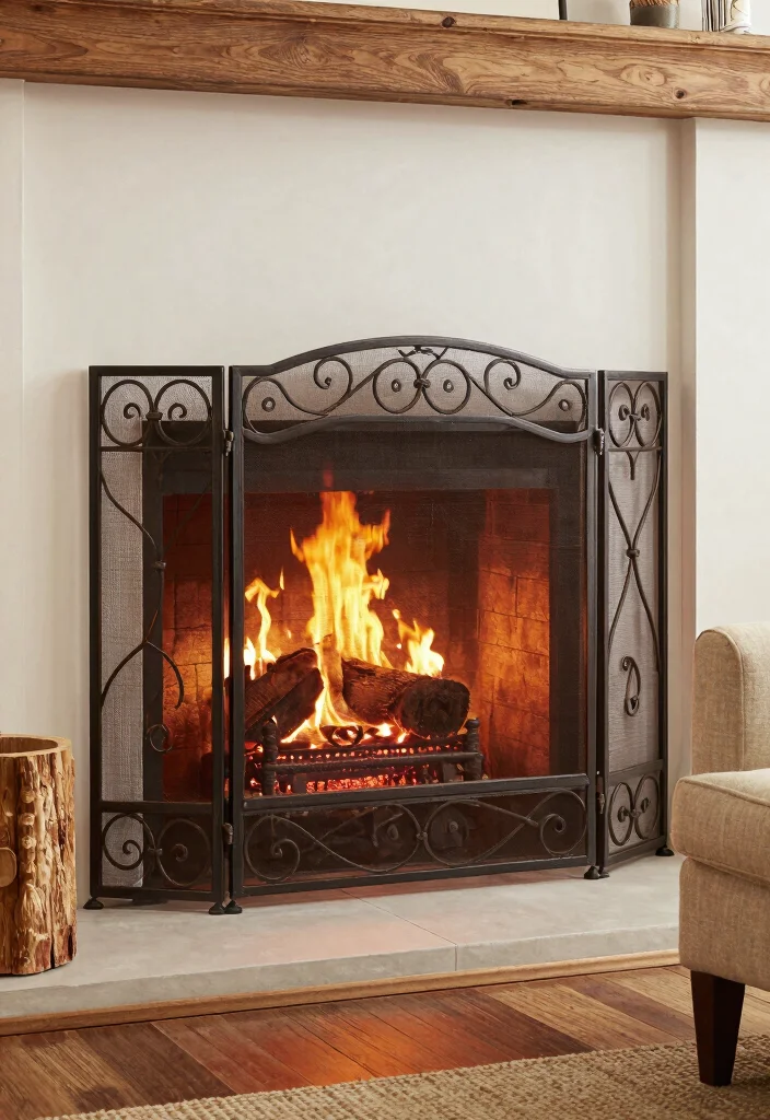 15 Rustic Fireplaces Farmhouse Style Ideas With Cozy Appeal - 5. Farmhouse-Style Fireplace Screens 1