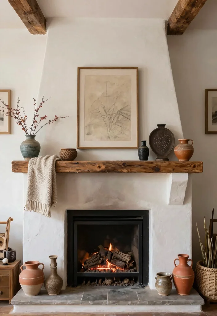 15 Rustic Fireplaces Farmhouse Style Ideas With Cozy Appeal - 8. Handmade Decorative Elements 1