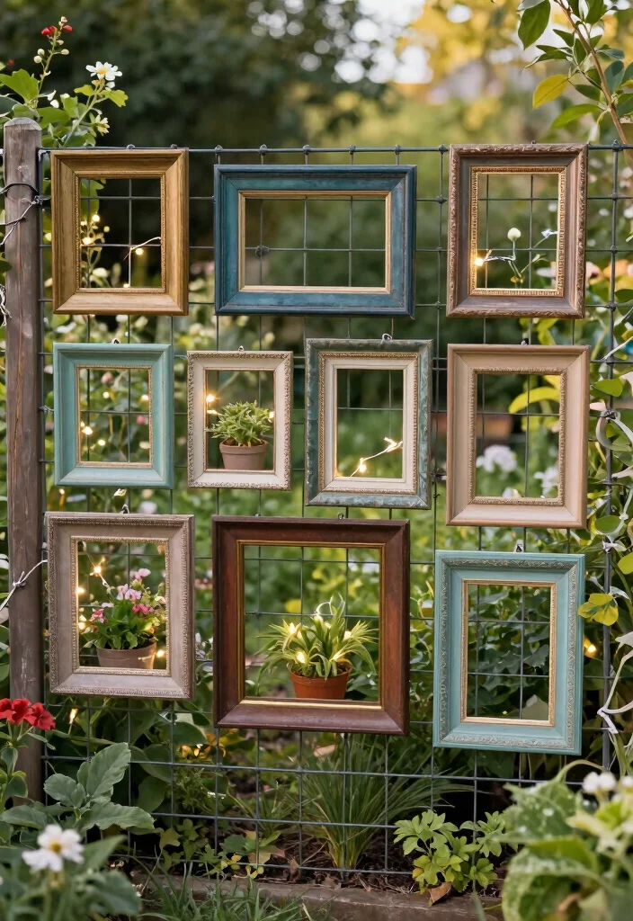15 Wire Fence Decorating Ideas With Creative Touch - 2. Vintage Frames Gallery 1