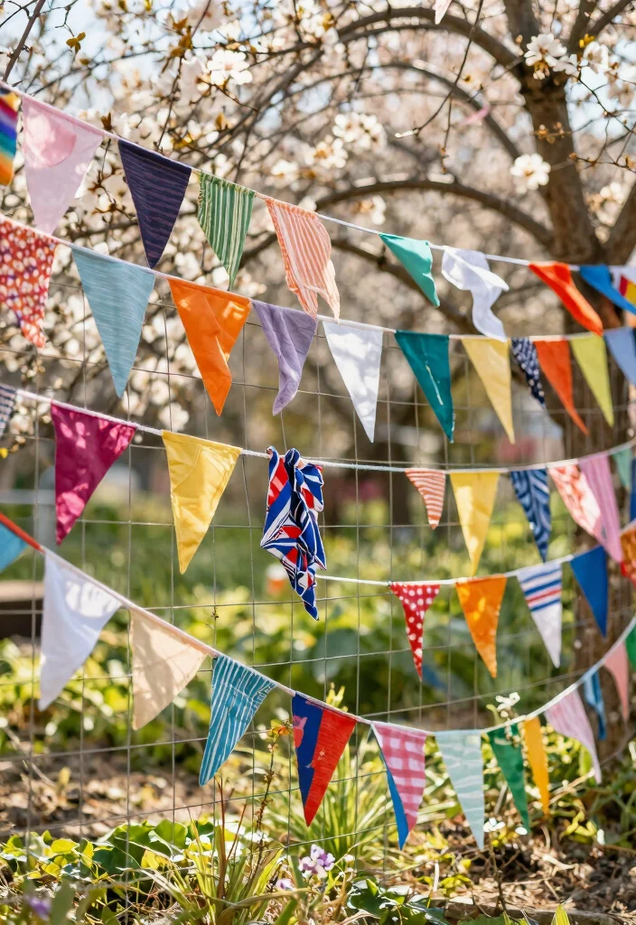 15 Wire Fence Decorating Ideas With Creative Touch - 5. Handmade Bunting 1
