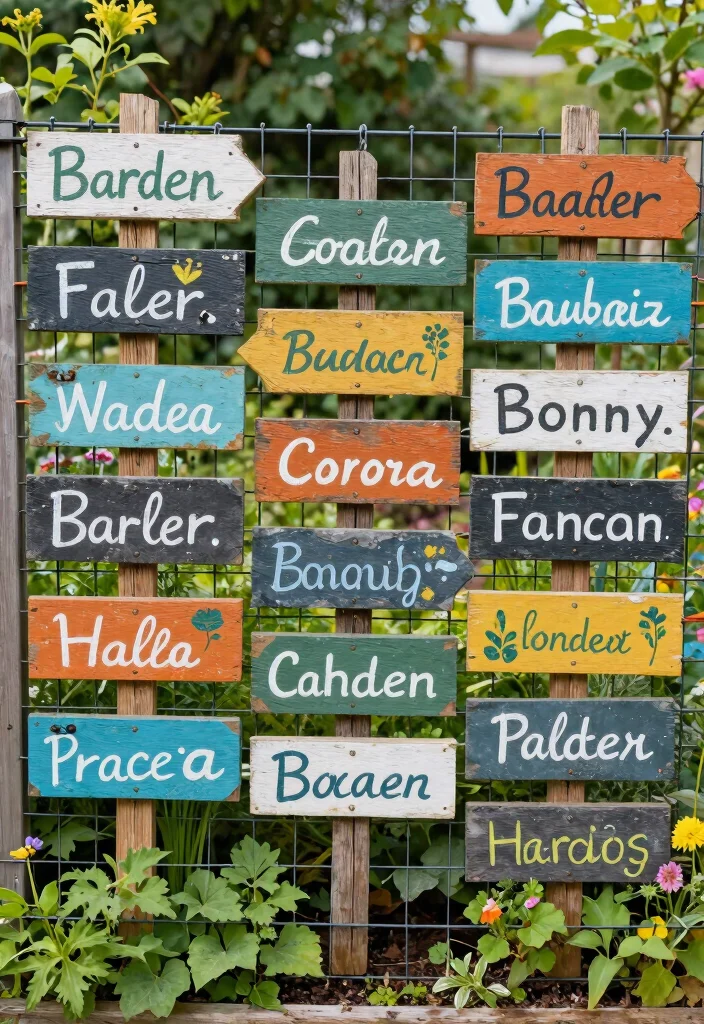 15 Wire Fence Decorating Ideas With Creative Touch - 7. Garden Signage 1