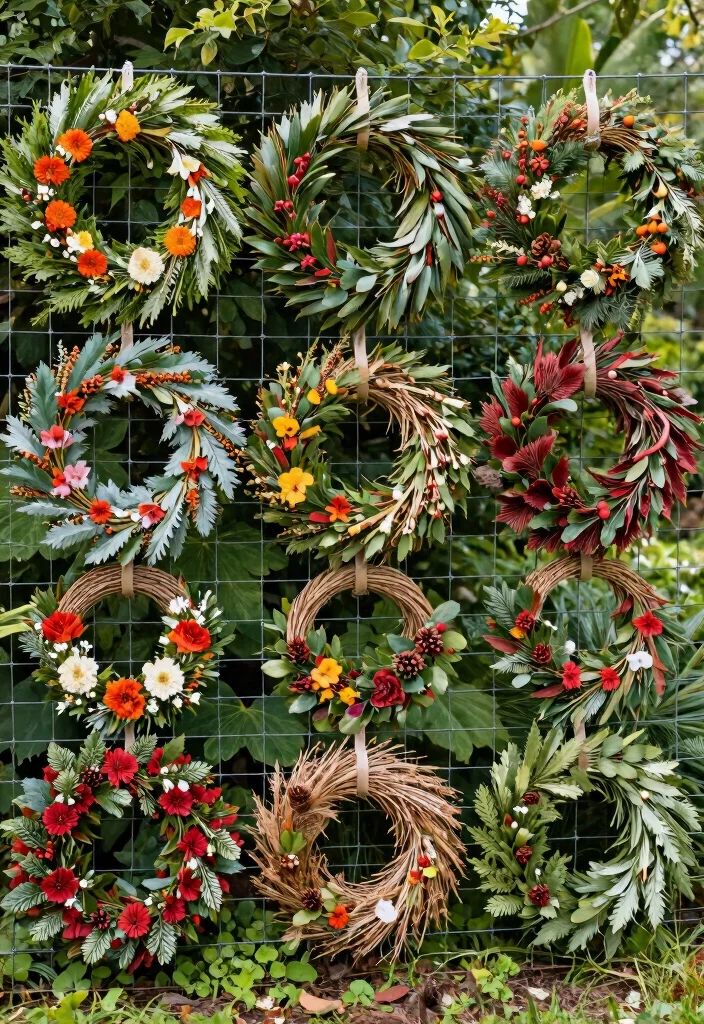 15 Wire Fence Decorating Ideas With Creative Touch - 9. Seasonal Wreaths 1