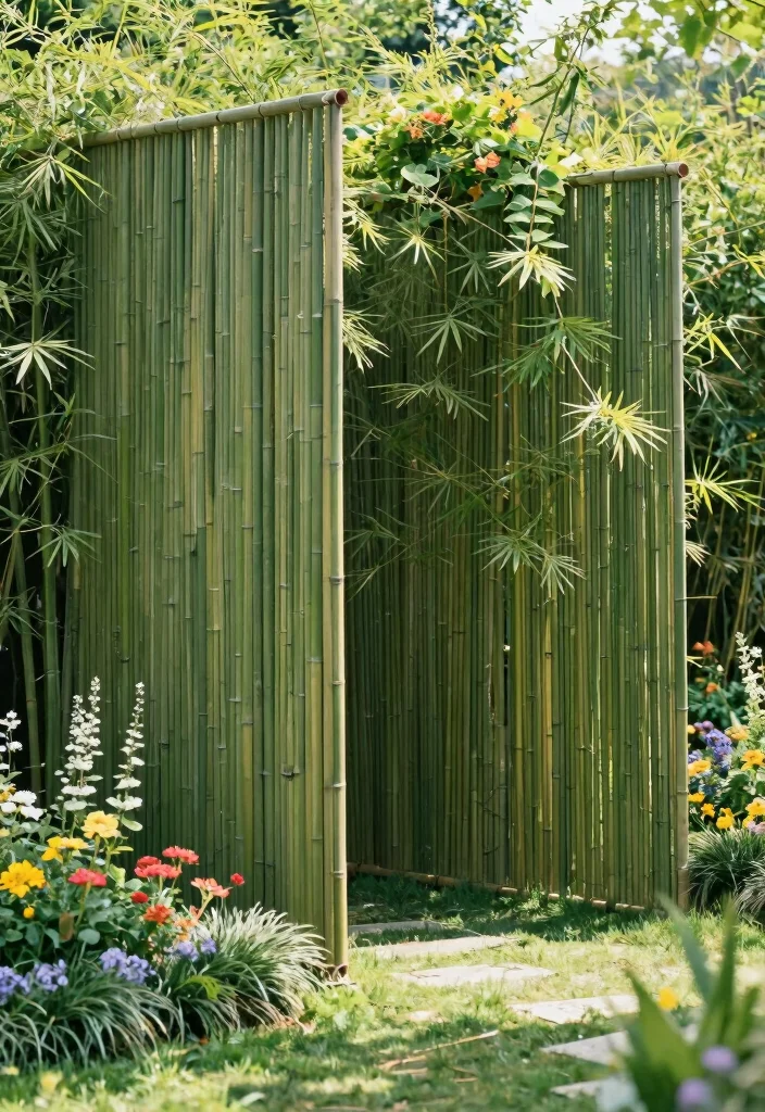 16 Bamboo Fence Ideas With Natural Privacy - 1. Tall Privacy Bamboo Panels 1