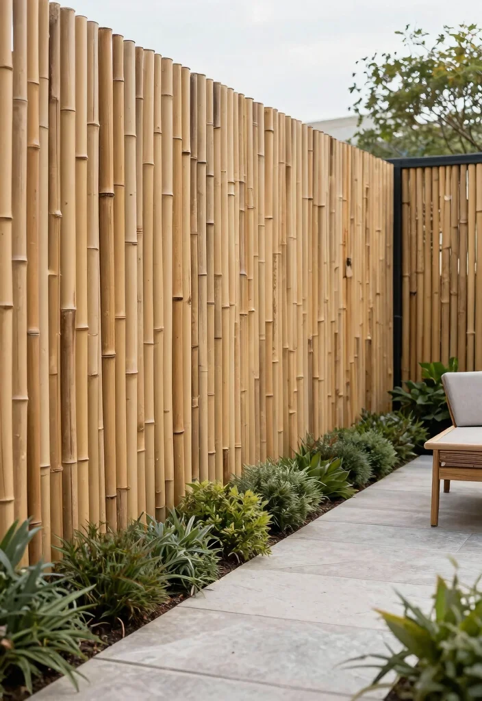 16 Bamboo Fence Ideas With Natural Privacy - 6. Bamboo Palisade for Modern Appeal 1