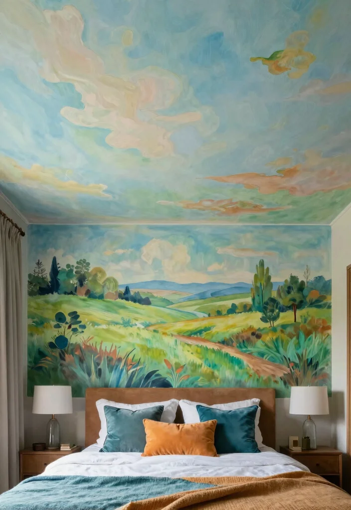 16 Bedroom Pop Ceiling Design Modern 2026 Trending Ideas With Sleek Style - 10. Artistic Murals 1
