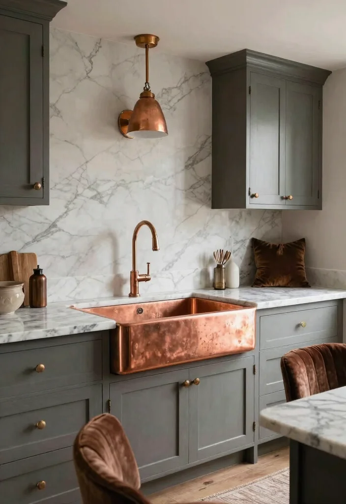 16 Copper Farmhouse Sink Ideas With Timeless Charm - 13. Luxurious Copper Accents 1