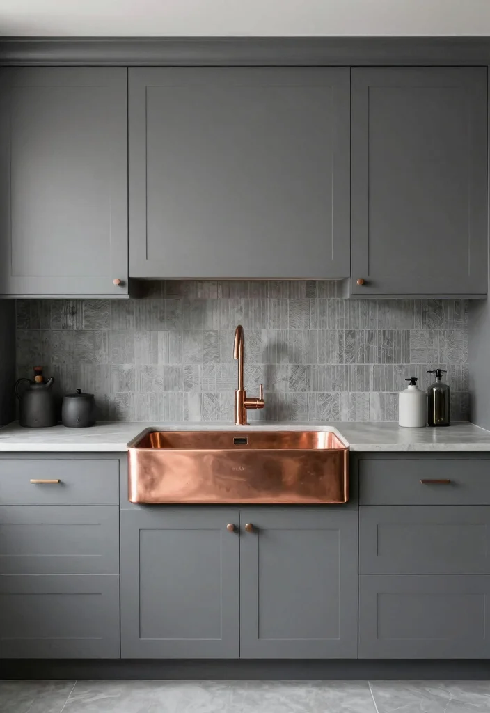 16 Copper Farmhouse Sink Ideas With Timeless Charm - 14. Monochromatic Magic 1