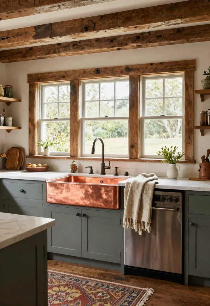 16 Copper Farmhouse Sink Ideas With Timeless Charm - 16. Timeless Rustic Retreat 1