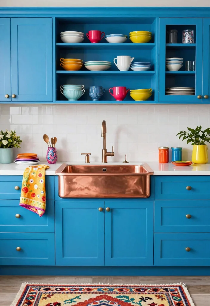 16 Copper Farmhouse Sink Ideas With Timeless Charm - 3. Colorful Contrasts 1