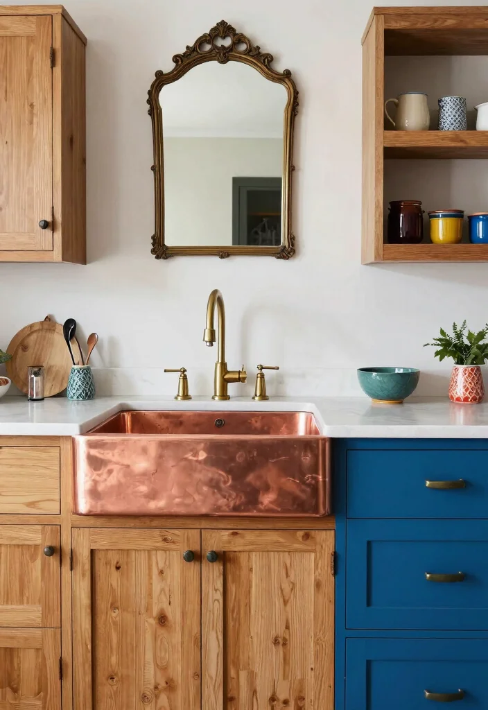 16 Copper Farmhouse Sink Ideas With Timeless Charm - 7. Eclectic Mix with Copper Accents 1