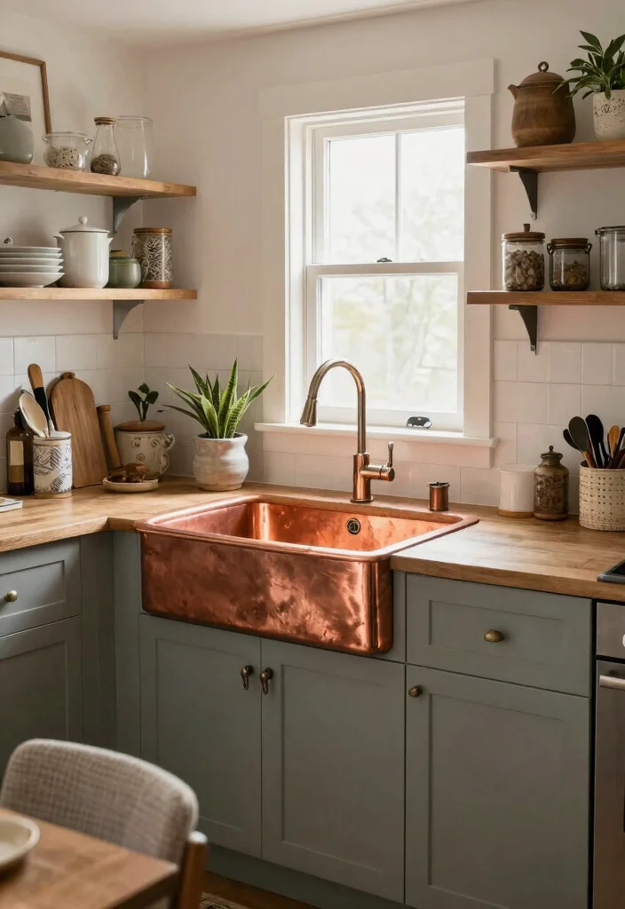 16 Copper Farmhouse Sink Ideas With Timeless Charm - 8. Cozy Corner Installations 1