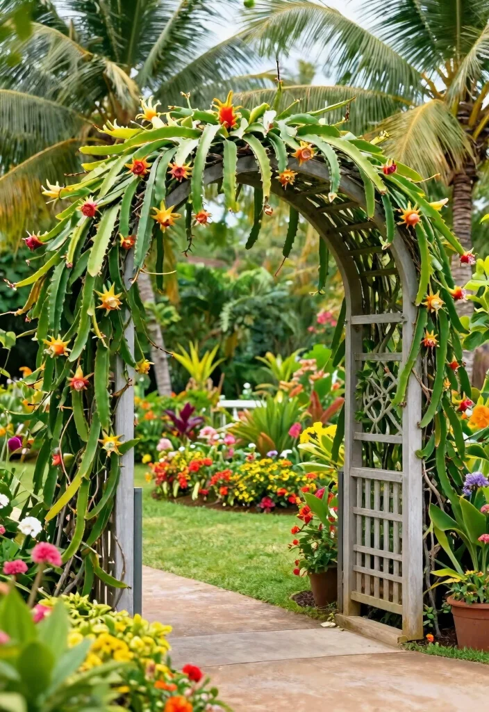 16 Dragon Fruit Trellis Ideas With Tropical Flair - 10. Archway Garden Trellis 1