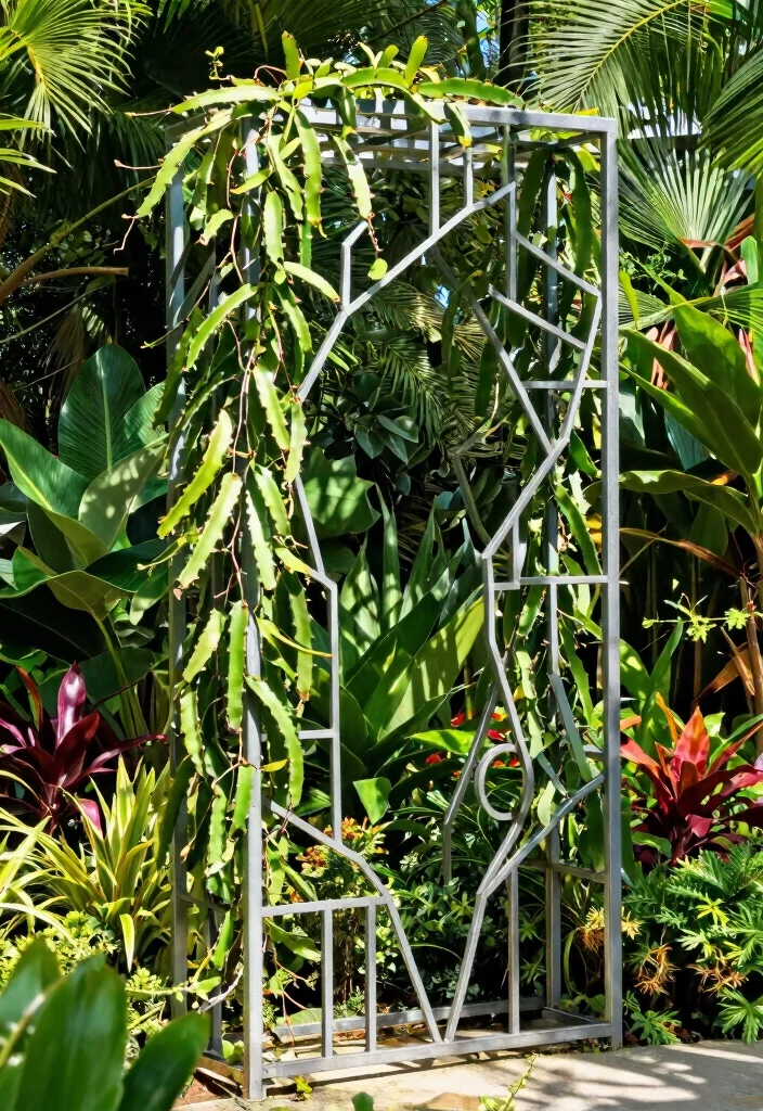 16 Dragon Fruit Trellis Ideas With Tropical Flair - 5. Geometric Metal Frame 1