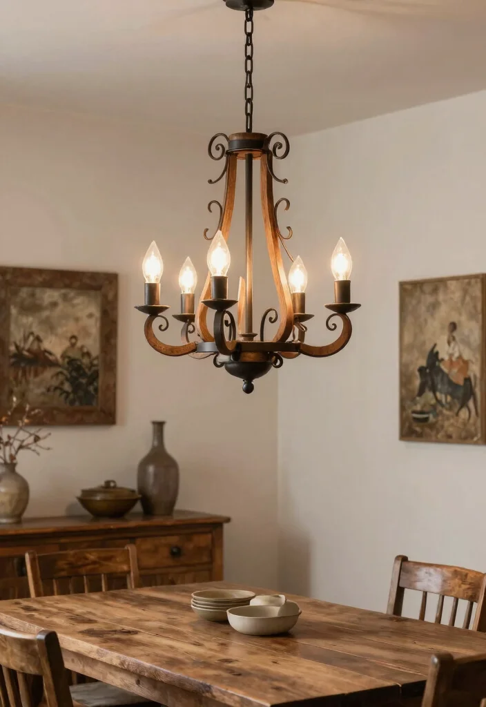 16 Farmhouse Dining Room Light Fixtures Ideas With Vintage Glow - 12. Decorative Chandeliers 1