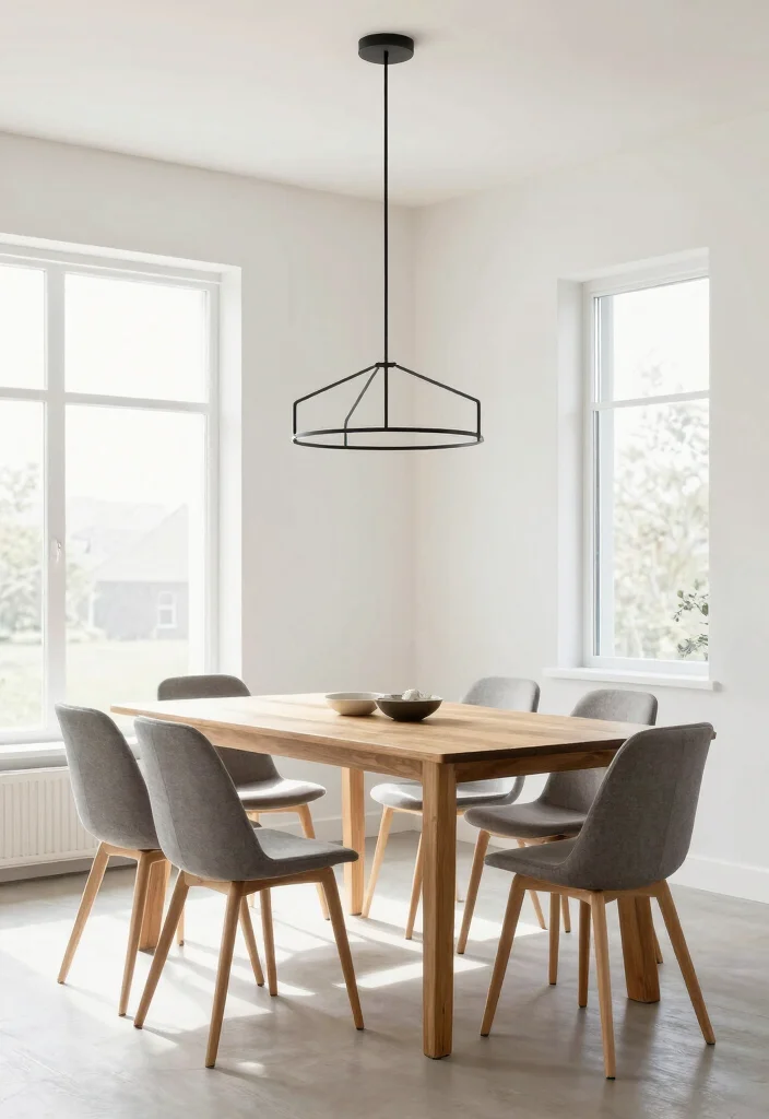 16 Farmhouse Dining Room Light Fixtures Ideas With Vintage Glow - 14. Minimalist Fixtures 1